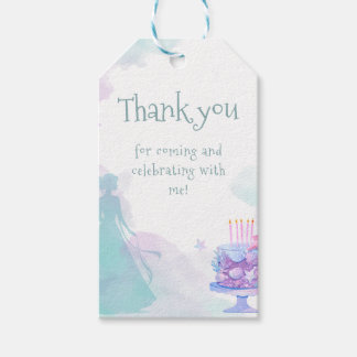 Purple Blue Princess Themed Girl Birthday Party Gift Tags