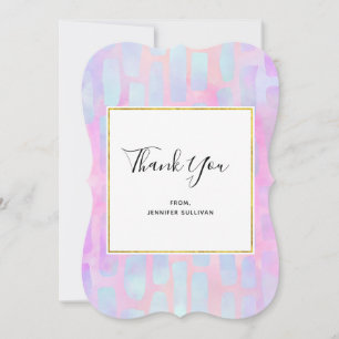 Purple & Blue Rectangle Shapes on Pink Thank You Card