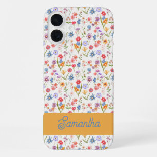 Purple Blue Red Watercolor Monogram Name iPhone 16 Plus Case