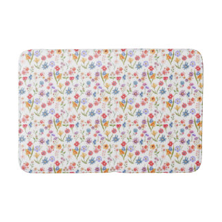 Purple Blue Red Watercolor Wildflower Bath Mat
