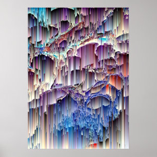Purple Blue Red Waterfall Rock Abstract Art Poster