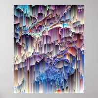 Purple Blue Red Waterfall Rock Abstract Art