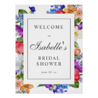 Purple Blue Red Wildflower Bridal Shower Welcome