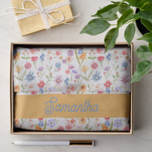 Purple Blue Red Wildflower Watercolor Tissue Paper