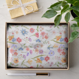 Purple Blue Red Wildflower Watercolor Tissue Paper