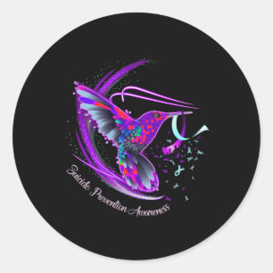 Purple Blue Ribbon Suicide Prevention Awareness 1  Classic Round Sticker