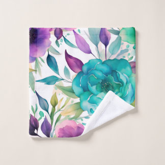 Purple Blue Rose flowers Bath Towel Set