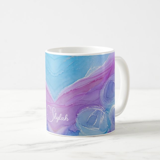 Purple Blue Roses Named Coffee Mug (Front Right)