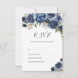 Purple- Blue Roses RSVP Card