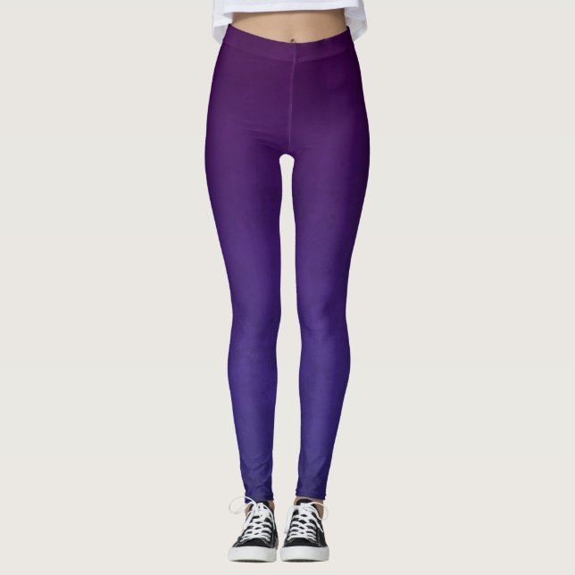 Purple Blue rustic ombre dark Leggings (Front)