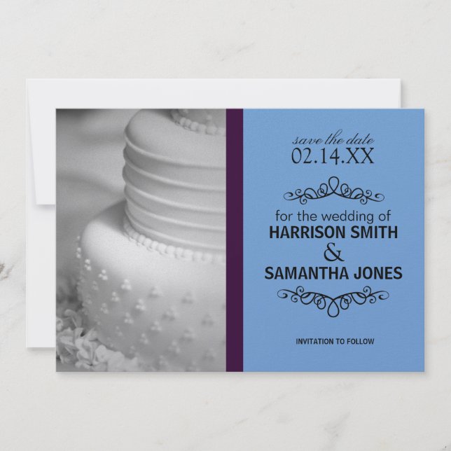 Purple & Blue Save the Date Wedding Announcements (Front)