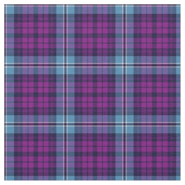 Purple Blue Scottish Tartan Plaid Fabric (Close Up)