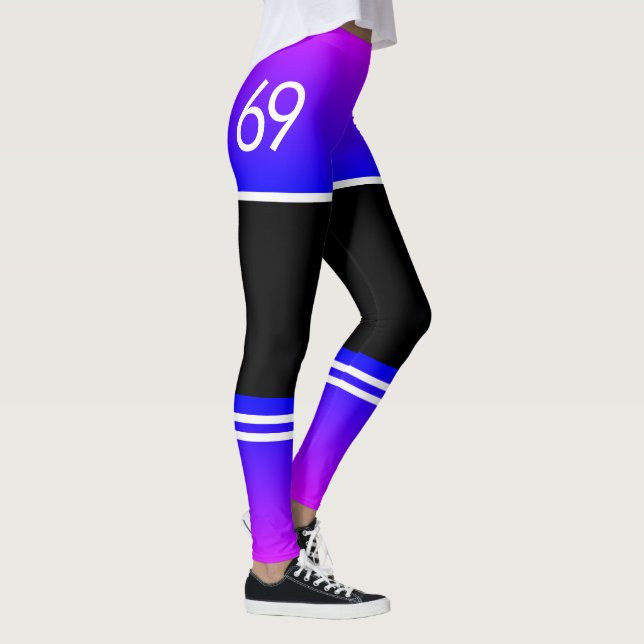 Purple Blue Shorts & Socks - Number 69 - Sport Leggings (Right)