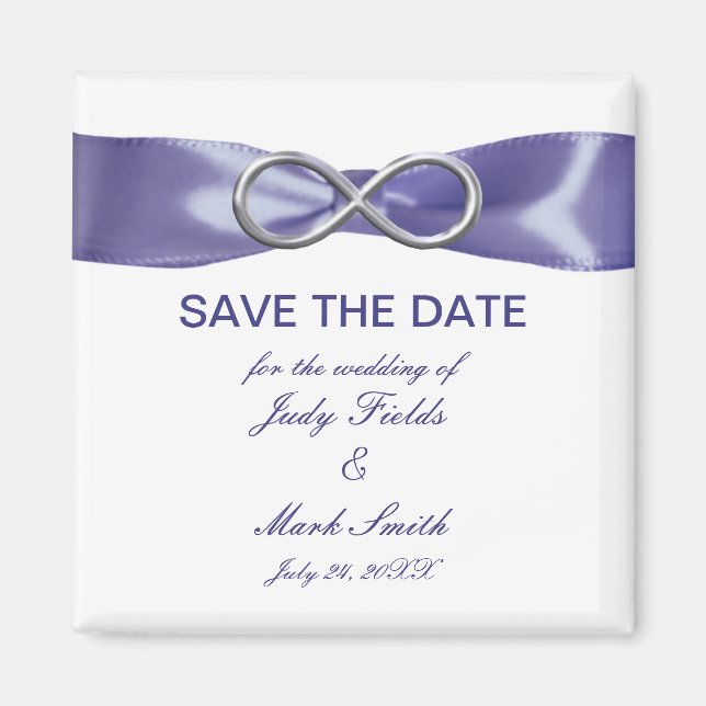 Purple Blue Silver Infinity Save The Date Magnet (Front)