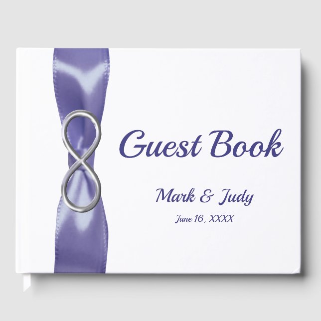 Purple Blue Silver Infinity Wedding Guestbook (Front)