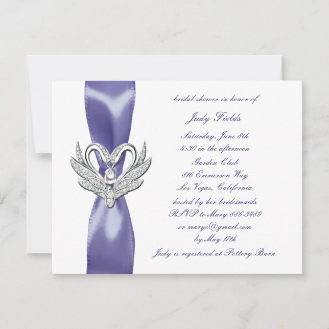 Purple Blue Silver Swans Bridal Shower (Front)