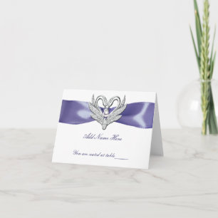 Purple Blue Silver Swans Table Place Card