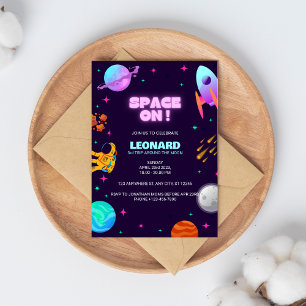 Purple Blue Space Birthday Invitation