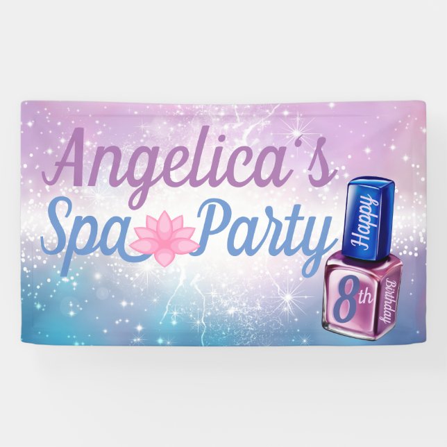 Purple| Blue & Sparks| Nail Polish Spa Banner (Horizontal)