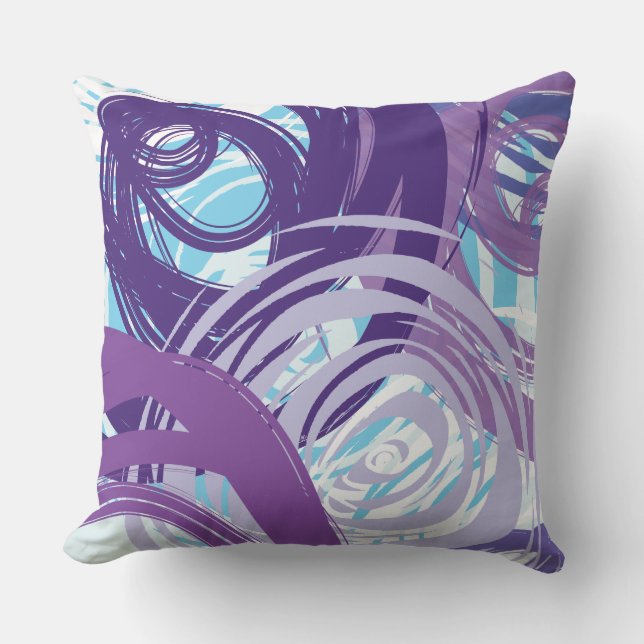 Purple Blue SPIRAL DESIGN Retro Throw Pillow (Front)