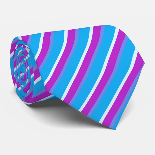 Purple & Blue Stripes Tie (Rolled)