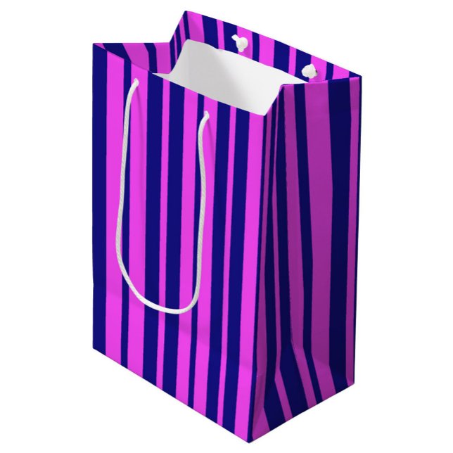 Purple Blue Stylish Stripes Pattern Design  Medium Gift Bag (Creator Uploaded)