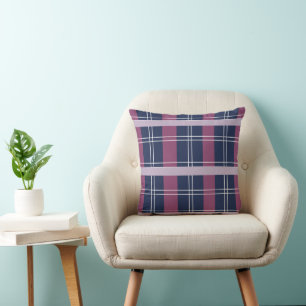 Purple Blue Tartan Plaid Pattern Cushion