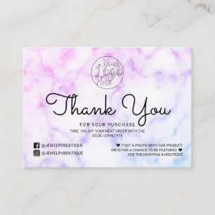 Purple Blue Tie-Dye Marble Customer Thank You Business Card
