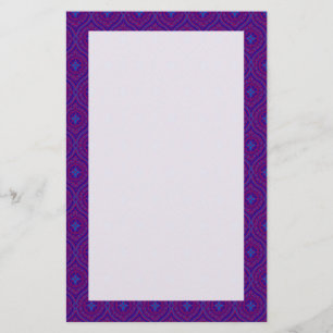 Purple, Blue Traditonal Ogee Pattern Stationery