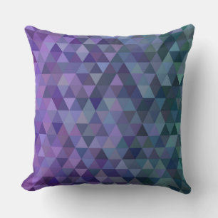 purple blue triangles outdoor pillow