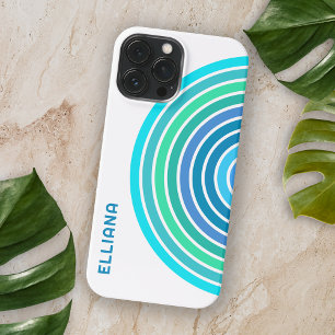 Purple Blue Turquoise Teal Retro Stripes iPhone 15 Pro Max Case