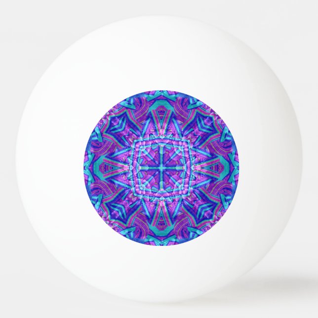 Purple & Blue Vintage Fractal Kaleidoscope Ping Pong Ball (Front)