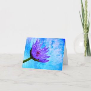Purple Blue Water Lily Blank Note Greeting Cards