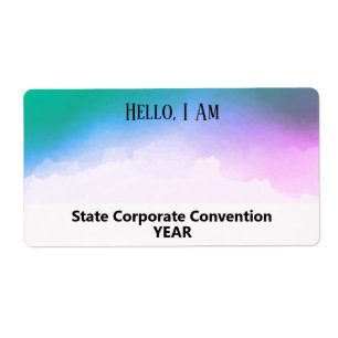 Purple Blue Watercolor Custom Group Name Tag