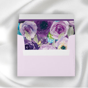 Purple Blue Watercolor Floral  Envelope