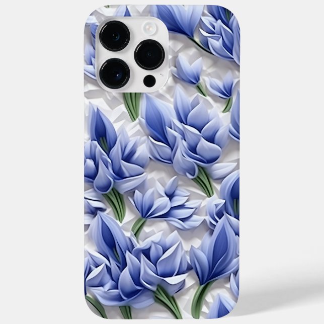 PURPLE BLUE WHITE 3-D PAPER LOOK BLUEBELLS Case-Mate iPhone CASE (Back)