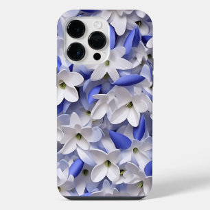 PURPLE BLUE WHITE 3-D PAPER LOOK BLUEBELLS iPhone 14 PRO MAX CASE
