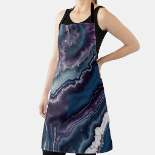 Purple Blue White Agate Marble design Apron