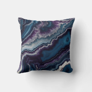 Purple Blue White Agate Marble design Cushion