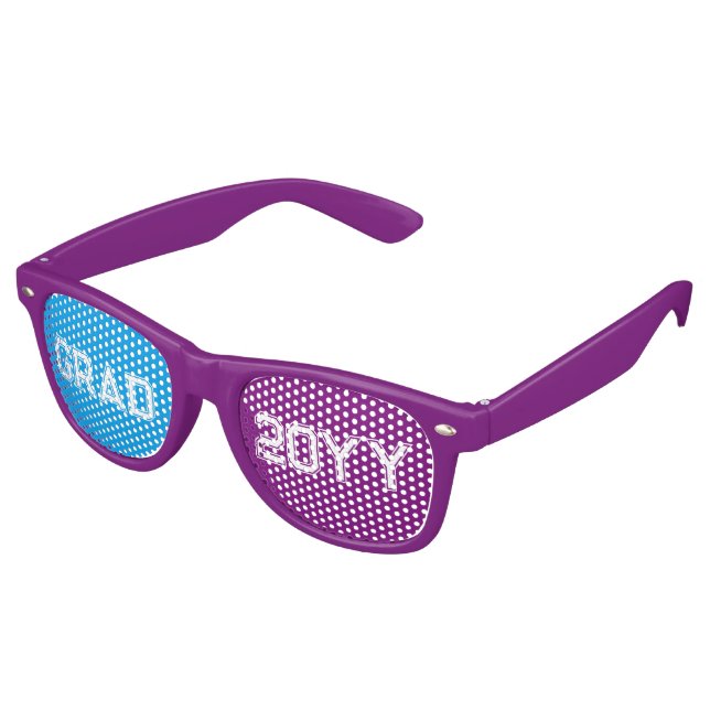 Purple Blue & White Grad 2016 Text Design Retro Sunglasses (Angled)