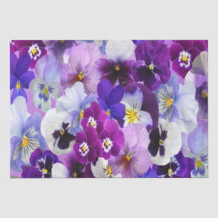 Purple Blue White Pansy Floral Flower Brirthday  Tissue Paper