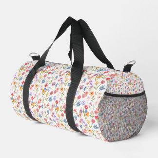 Purple Blue Wildflower Watercolor Duffle Bag