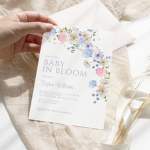 Purple & Blue Wildflowers Baby in Bloom Shower  Invitation
