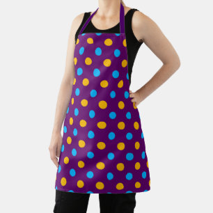 Purple Blue Yellow Polka Dots Design Apron
