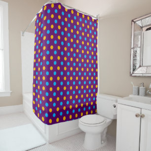 Purple Blue Yellow Polka Dots Design  Shower Curtain