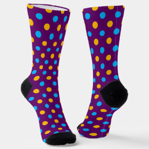 Purple Blue Yellow Polka Dots Design Socks