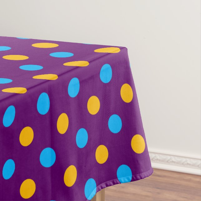 Purple Blue Yellow Polka Dots Design  Tablecloth (In Situ)