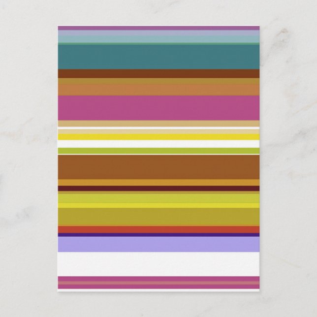Purple Blue Yellow Stripes Retro Postcard (Front)