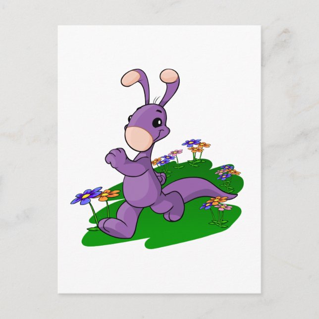 Purple Blumaroo marching through Roo Island Postcard (Front)