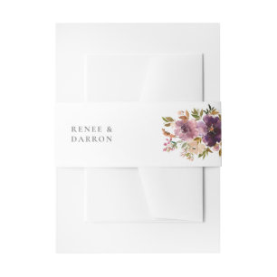 Purple & Blush Pink Floral 2 Invitation Belly Band